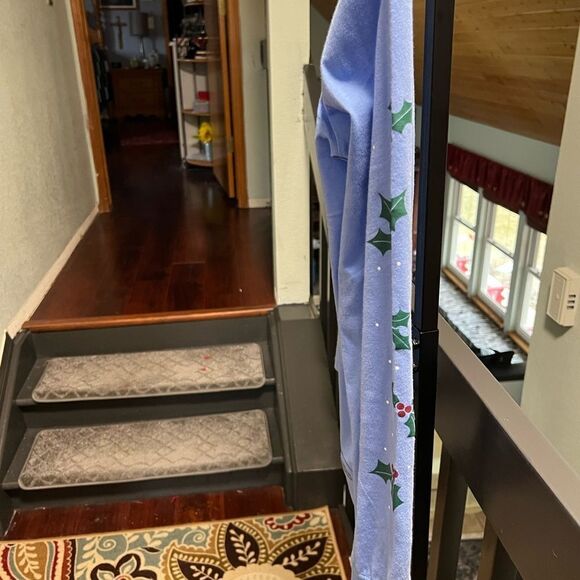 EUC Life is Good Small Blue Long Sleeve Shirt Peace, Holly On Sleeve. #096 - Picture 4 of 5